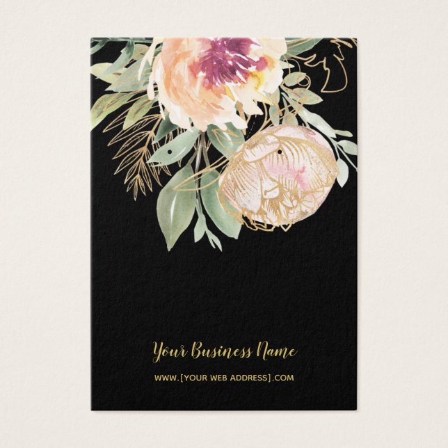 Pink Gold Watercolor Flowers Custom Earring Card (Front)