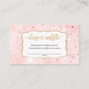 Pink Gold Watercolor girl diaper raffle ticket