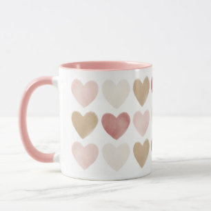 Pink Gold Watercolor Hearts Valentine's Day Mug