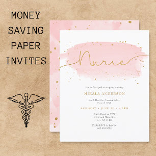 Pink Gold Watercolor Nurse Graduation PAPER