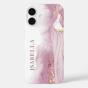 Pink Gold Watercolor Personalise iPhone 16 Case