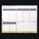 Pink & Gold Watercolor Weekly Pattern Notepad<br><div class="desc">Simple and elegant Pink & Gold WaterColor and Paint Striped Paint Weekly Pattern Notepad.  Perfect for work,  home or school.  Great for anyone who likes to be organised.</div>