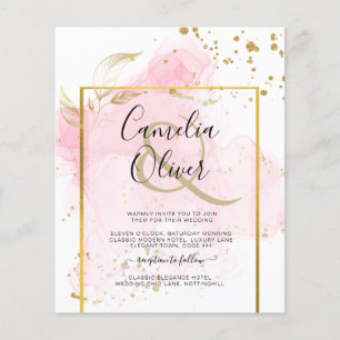 PINK GOLD WEDDING Alcohol Ink Abstract Flyer