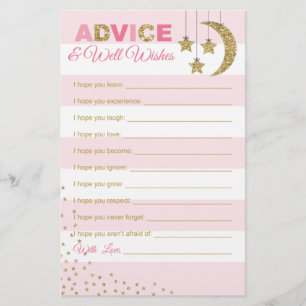 Pink gold well wishes for baby card shower game