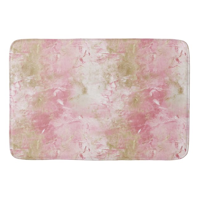 Pink Gold White Abstract Bath Mat (Front)