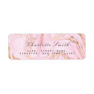 Pink Gold White Marble Return Address Labels
