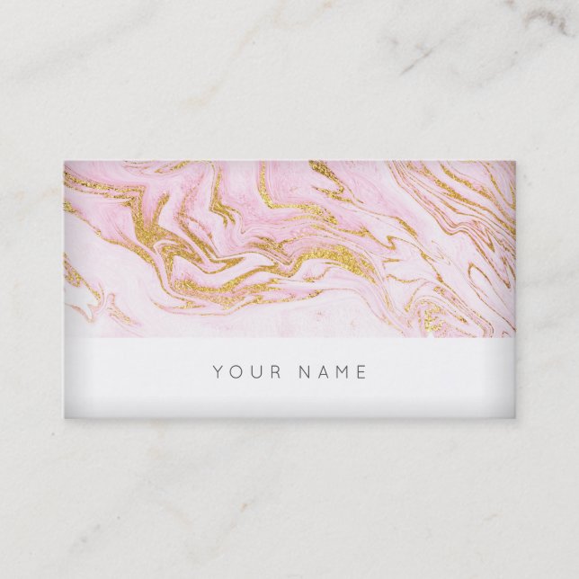 Pink Gold White Marble Vip Business Card (Front)