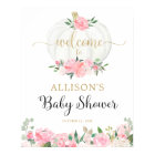 Pink gold white pumpkin baby shower welcome sign