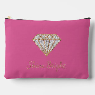 Pink Gold White Sparkle Diamond Accessory Pouch