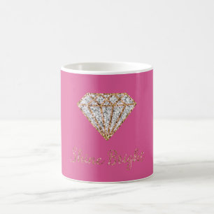 Pink Gold White Sparkle Diamond Coffee Mug
