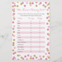 Pink Gold Who Knows Mummy Best Baby Shower Game