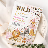 Pink Gold Wild One Safari Party Animals Birthday