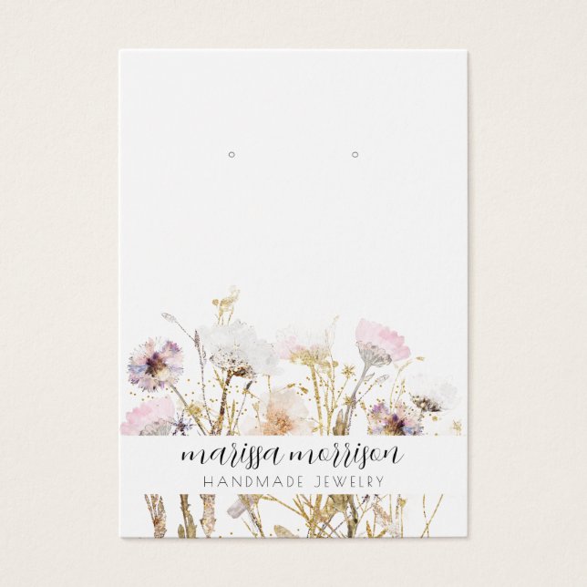 Pink Gold Wildflower Botanical Earring Display (Front)