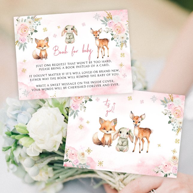 Pink gold winter girl book for baby Enclosure Card (Creator Uploaded)