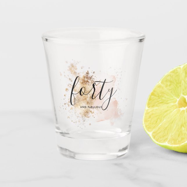 Pink & Gold Woman Birthday  Shot Glass (Front)