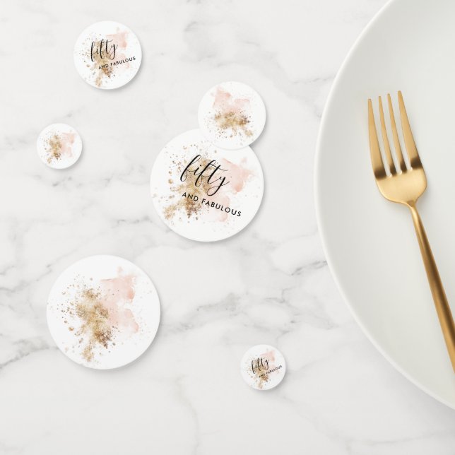 Pink Gold Woman Fifty 50th Birthday Party Confetti (Group)