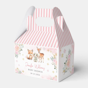 Pink gold woodland baby shower candy favour box