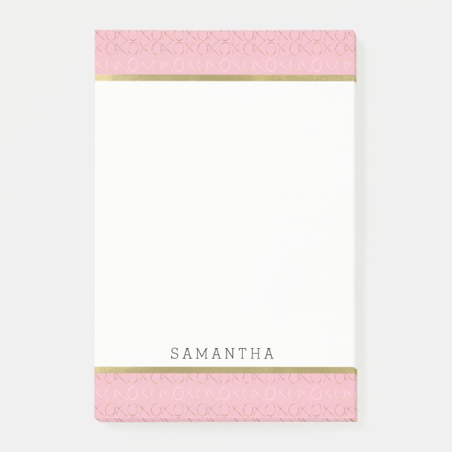 Pink Gold XOXO Personalised Post-it Notes (Front)