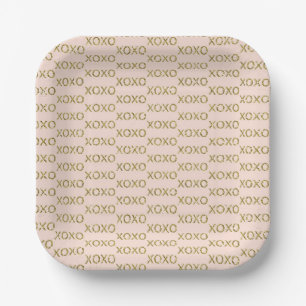 Pink & Gold xoxo Valentine's Party Paper Plate