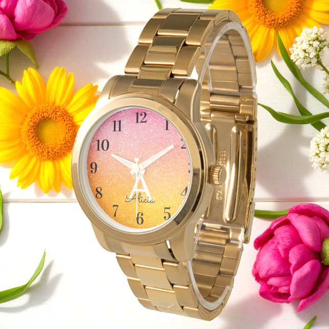 Pink Gold Yellow Glitter  Watch (Creator Uploaded)