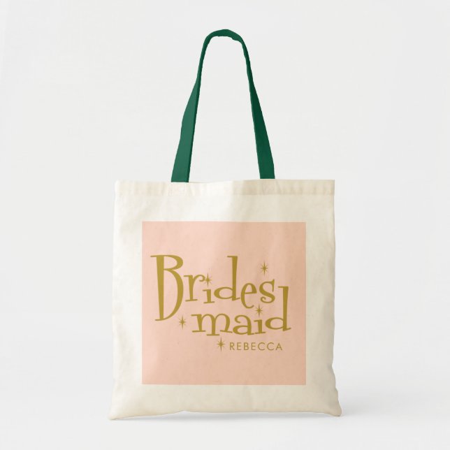 Pink Golden Bridesmaid Gift Tote Bag (Front)