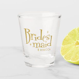 Pink Golden Bridesmaid gifts Shot Glass