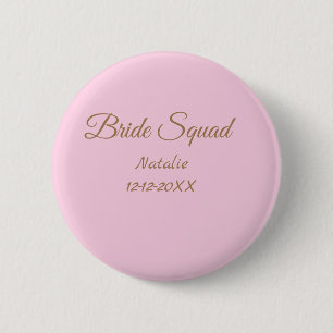 Pink golden bridesmaid squad add name girly 6 cm round badge