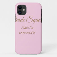 Pink golden bridesmaid squad add name girly