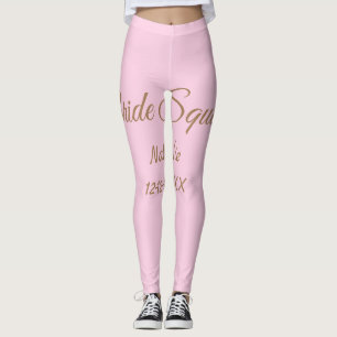 Pink golden bridesmaid squad add name girly leggings