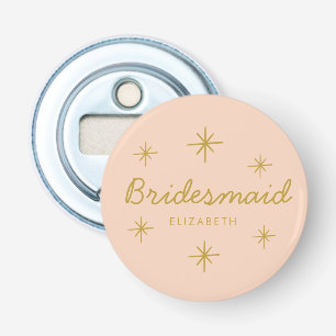 Pink Golden Calligraphy Stars Bridesmaid gift Bottle Opener