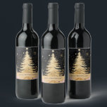Pink Golden Christmas Tree Wine Label<br><div class="desc">Pink Golden Christmas Tree Wine Label</div>