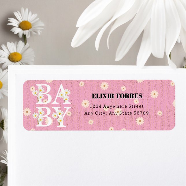 Pink Golden Daisy Glitter Glow Baby Shower (Creator Uploaded)