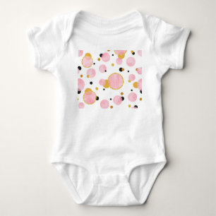 Pink Golden Dots, Geometric Vintage. Baby Bodysuit
