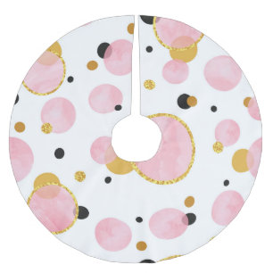 Pink Golden Dots, Geometric Vintage. Brushed Polyester Tree Skirt