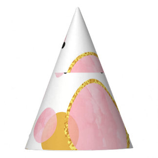 Pink Golden Dots, Geometric Vintage. Party Hat