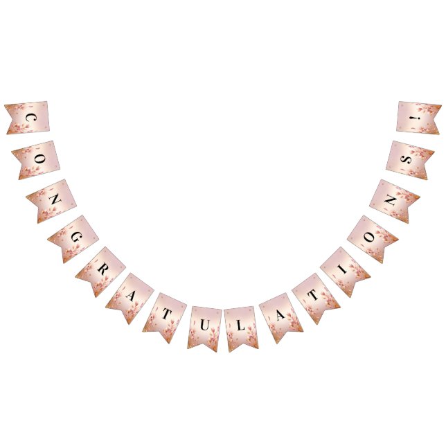 Pink Golden Leaves Floral Bunting Flag (All)