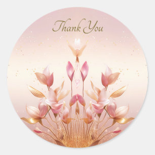 Pink Golden Leaves Floral Sticker