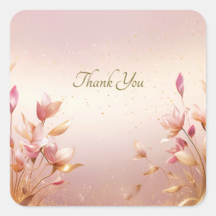 Pink Golden Leaves Floral Sticker