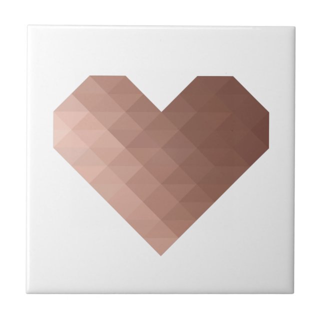 Pink golden metallic 3d effect geomteric heart tile (Front)