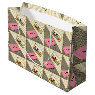 Pink + Golden Pop Art Cassettes Large Gift Bag