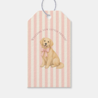 Pink Golden Retriever Baby Shower Gift Tags