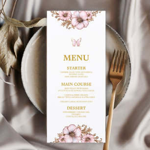 Pink Golden Tiara Butterfly Quinceañera  Menu