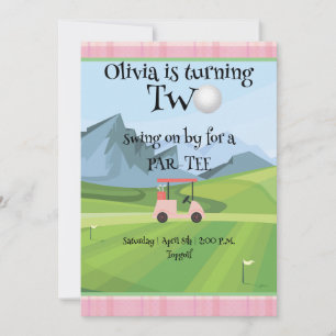 Pink Golf 2nd birthday Invitation