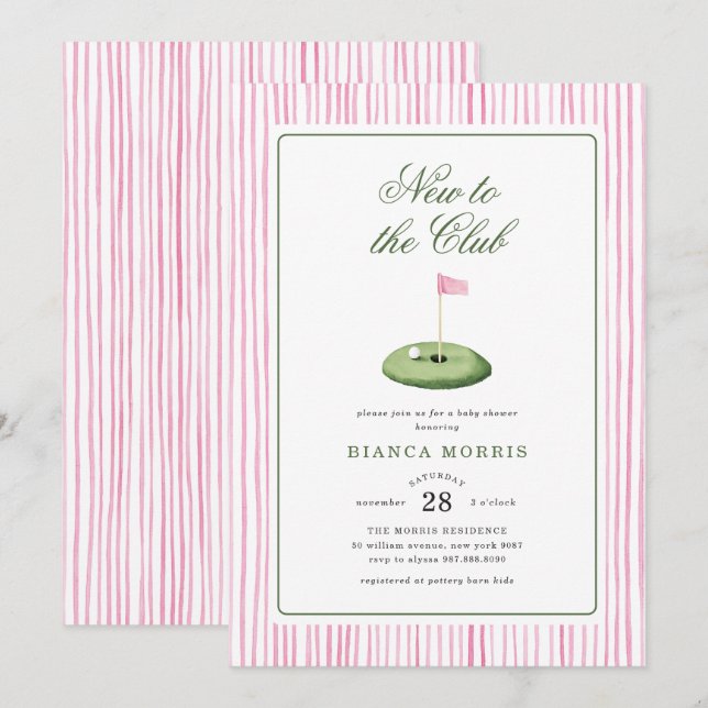 Pink Golf Baby Shower Invitation (Front/Back)