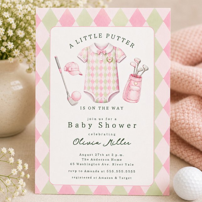 Pink Golf Baby Shower Invitation (Creator Uploaded)