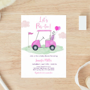 Pink Golf Baby Shower Par-tee Girl Invitation