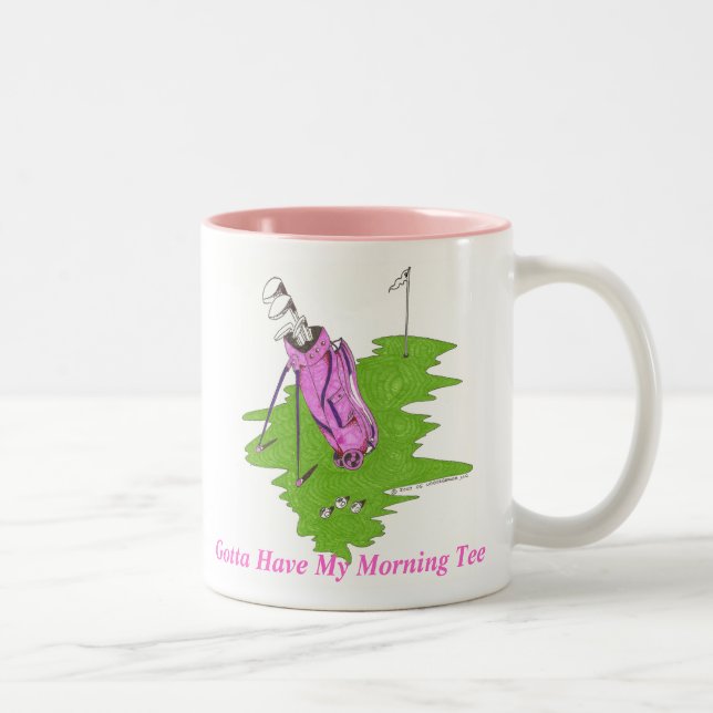 Pink Golf Bag - Gotta Have My Morning Tee Two-Tone Coffee Mug (Right)