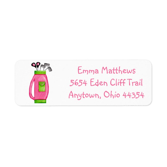 Pink Golf Bag Return Address Labels (Front)