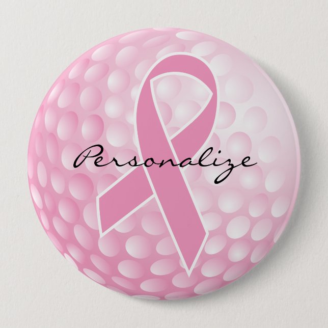 Pink Golf Ball - Cancer Support 10 Cm Round Badge (Front)