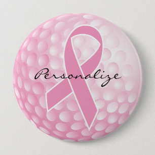 Pink Golf Ball - Cancer Support 10 Cm Round Badge